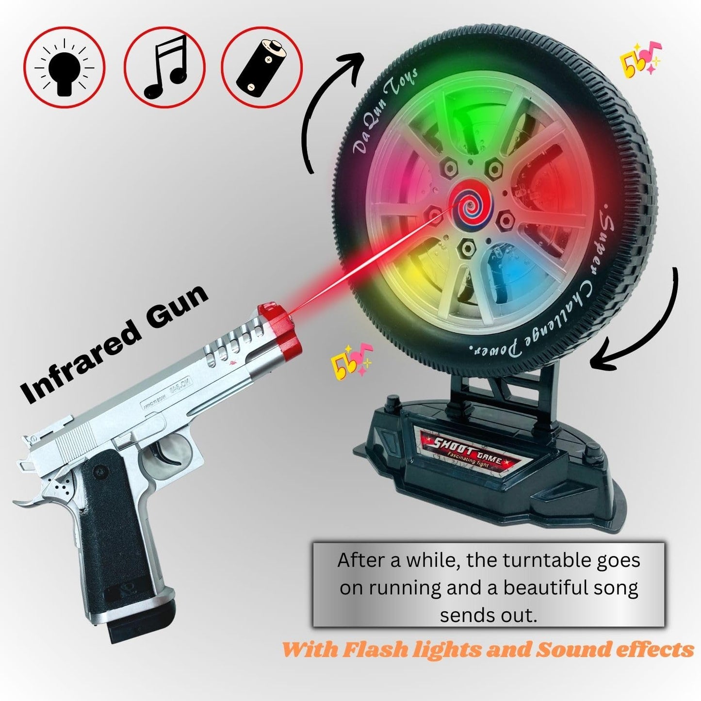 TOY KINGDOM Laser Target Gun Toy Shooting Game with Music and Lights